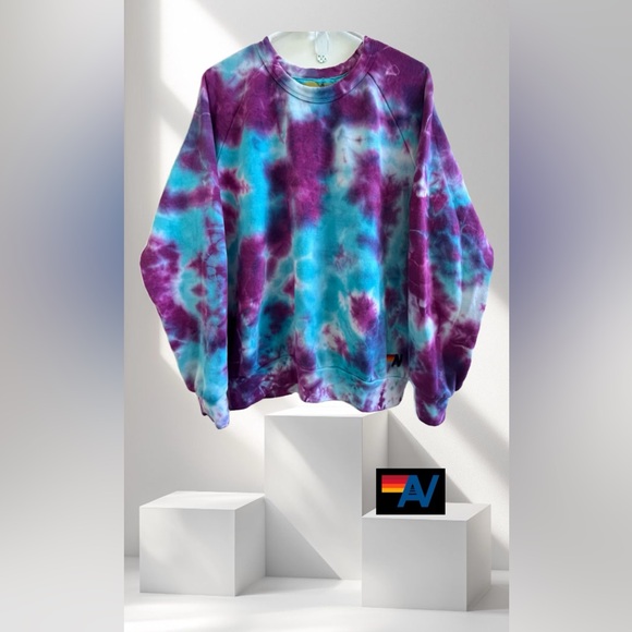 Aviator Nation Tops - 🫟Aviator Nation Hand Tie-Dyed Crew Sweatshirt Magenta 
limited edition Size:M